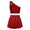 Red, variant on TiaoBug Kids Girls Hip Hop Jazz Dance Outfits One Shoulder Crop Top Mini Skirt Set