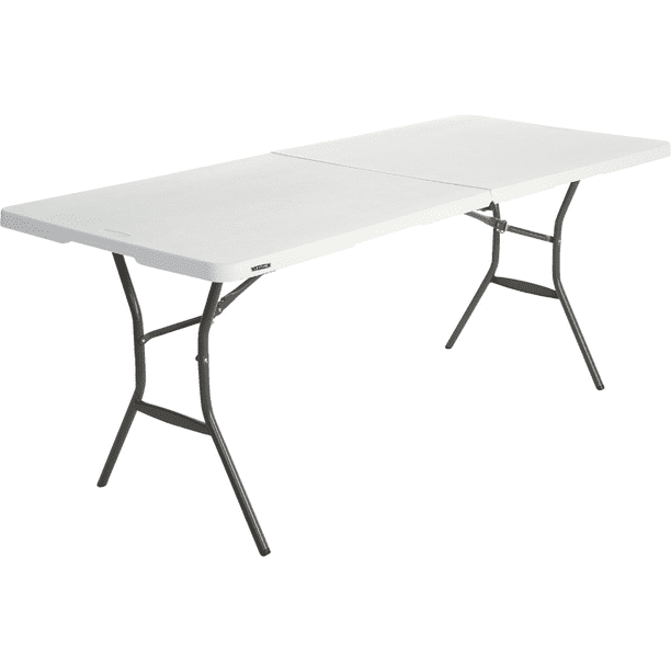 White Granite Fold In Half Table 80333, Lifetime 6 Round Folding Table