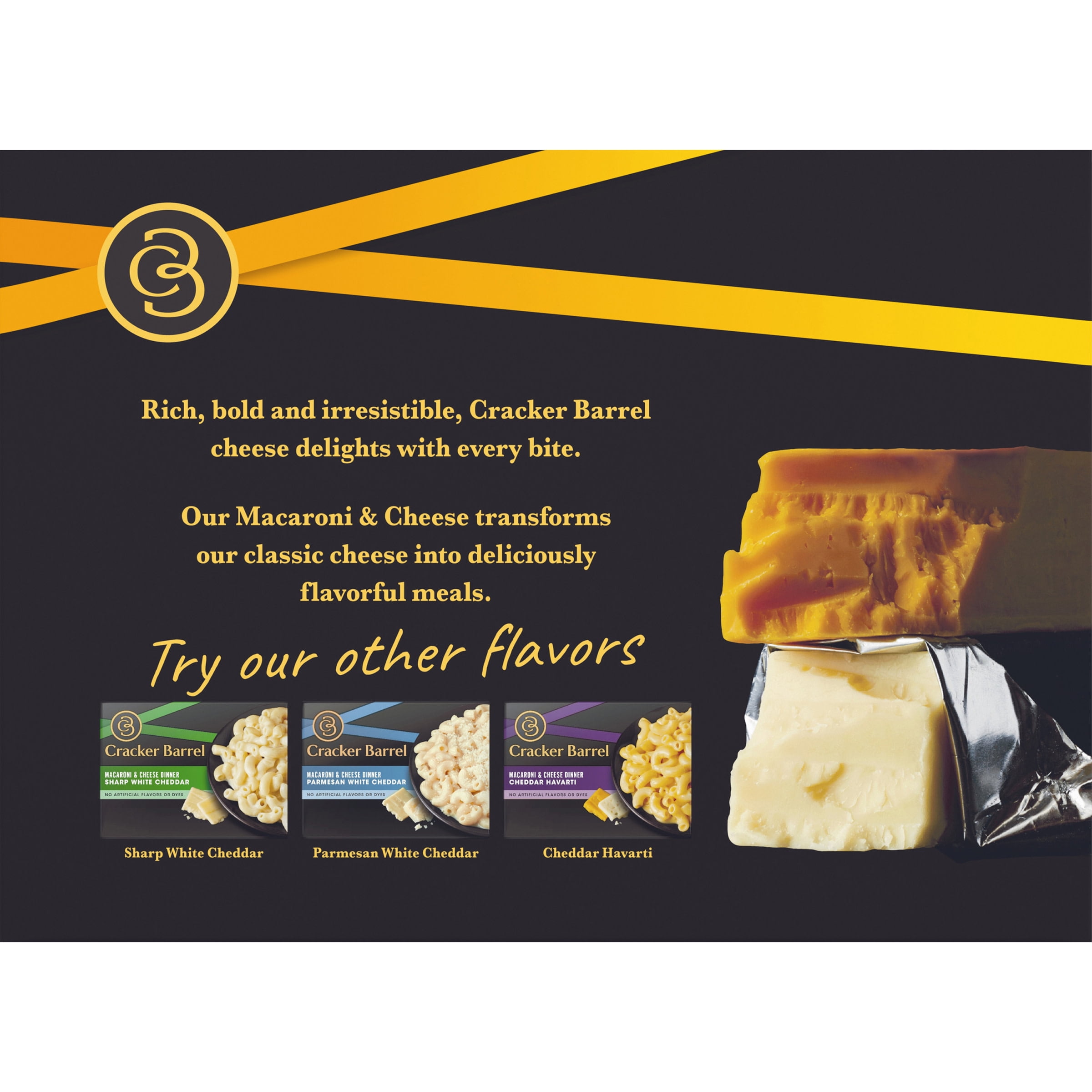 Cracker Barrel Sharp Cheddar Mac N Cheese Macaroni and Cheese Dinner, 3 ct Pack, 14 oz Boxes