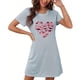 thumbnail image 4 of Camisón corto de talla grande para mujer, camisón de manga corta con estampado de pecho a la moda, camisón para mujer, 4 of 5