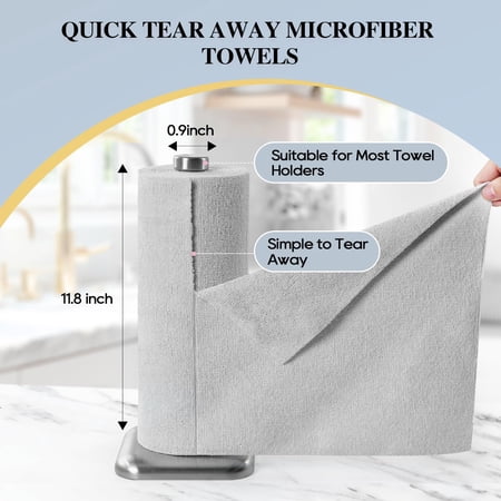 Microfiber Cleaning Cloth Roll 45 Pack 12 ×12 Reusable Tear Away | Reusable Paper Towels,Tear Away Highly Absorbent Lint Free All-Purpose Washable for Kitchen Window Car Shop
