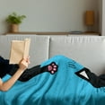 thumbnail image 3 of Kawaii Soft Flannel Fleece Blanket, Kawaii Style Hanging Fat Cat Body with Paws and Round Kitten Pet Face Cartoon, Cozy Plush for Indoor and Outdoor Use, 50" x 70", Black Pink Blue, by Ambesonne, 3 of 5