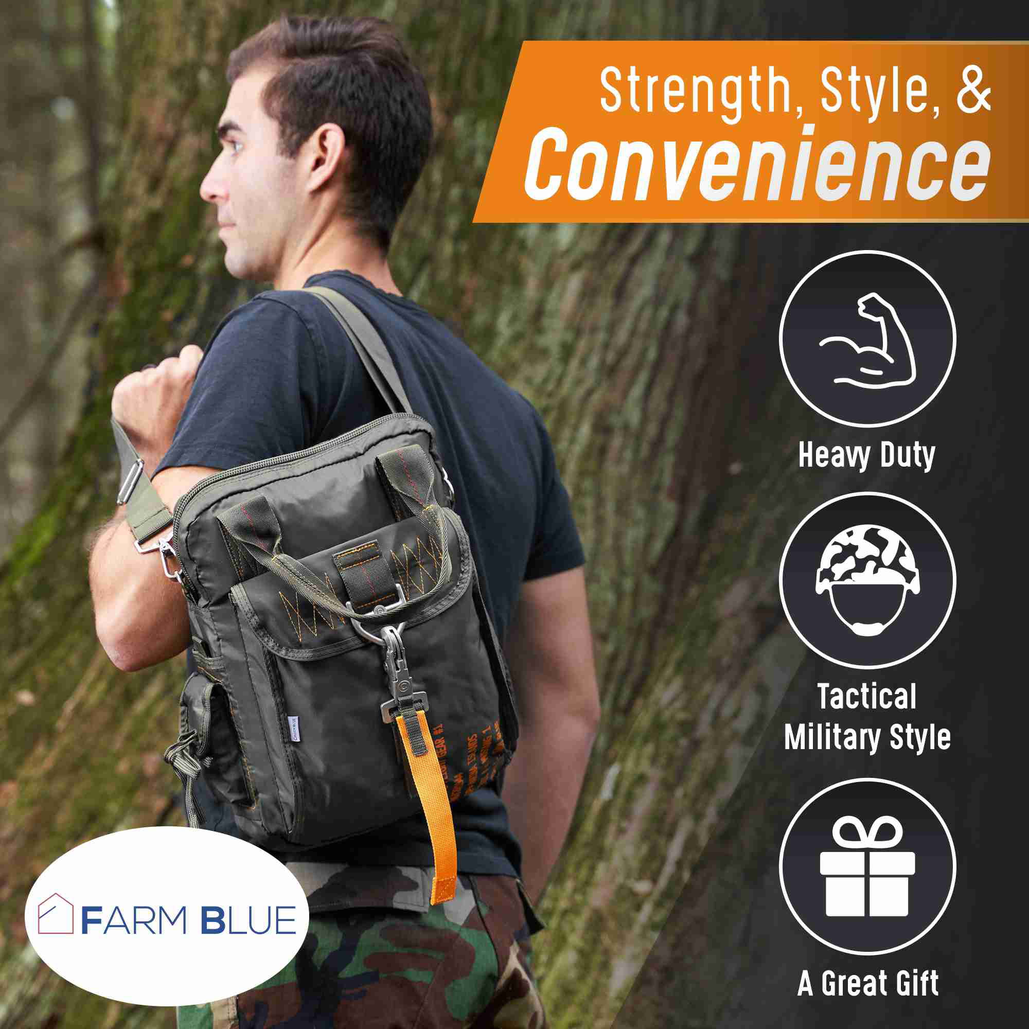 Farm Blue Tactical Flight Bag #5– Parachute Style Pilot Helmet Laptop  Briefer -Grey