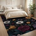 thumbnail image 3 of ODIKA 8'x10' Dark Floral Elegance with Exotic Garden Washable Area Rug Lush Botanical Patterns in a Midnight Palette Non-Slip Chair-Friendly Mat for Dining Room, Large Office, Lounge, 3 of 7