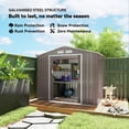 thumbnail image 3 of 7' x 4' Metal Storage Shed - Galvanized Steel Outdoor Tool House w/ Foundation Kit & Double Doors - Light Brown Patio Storage, 3 of 7