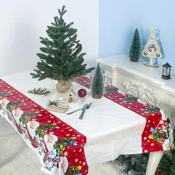 70"x43" Christmas PVC Tablecloth – Waterproof Holiday Dining Cover for Party Tables, Reusable as Curtain/Beach Throw (Wrinkle-Resistant Decor )
