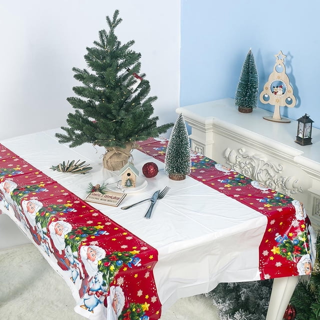 EGNMCR Nappes, Chemin de Table Nouvelle Décoration de Noël Nappe en PVC 180*110cm Imperméable