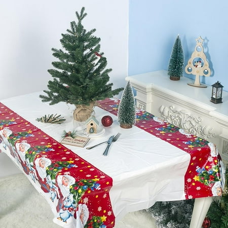 

mveomtd Table 180*110cm PVC Christmas Tablecloth Decoration Christmas Kitchen，Dining & Bar Christmas Table Cloth