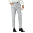 thumbnail image 5 of Unique Bargains Men's Slim Fit Plaid Business Pants Trousers with Pockets 30 Light Grey, 5 of 7