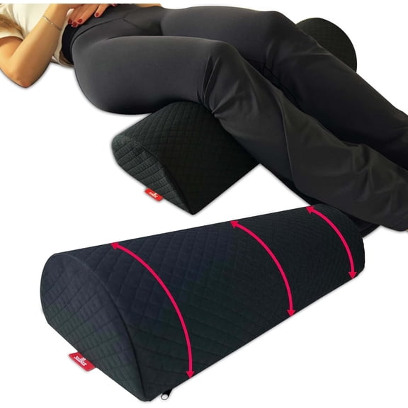 XOLLOZ Knee Support for Back Sleeping, Leg Support with Anti-Slip Bottom, Bolster for Legs, Premium Knee Wedge, Under Leg Support for Back Pain Relief, Ideal for Massage Table & Home, Black