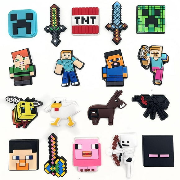 18pcs Minecraft Shoe Charms, Croc Clog Shoes Decoration Accessories For Kids Adults