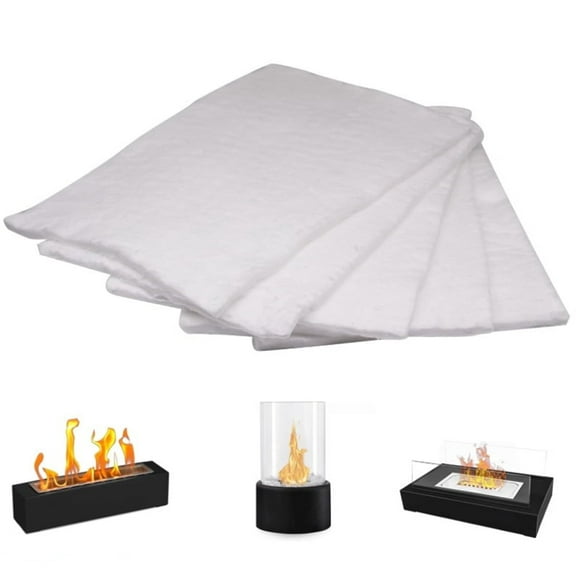 5 Pack Fire Pit Ceramic Wool Wick,Premium Ceramic Wool Blanket,White Ethanol Burning Cotton,Table Top Firepit Sponge Cotton Core,Ceramic Fiber Capable - Prolonging Combustion Time