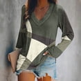 thumbnail image 2 of KIHOUT - Blusas casuales para mujer, liquidación 2024, blusa clásica de cuello en V con bloques de color, blusas holgadas básicas de otoño, blusas tipo túnica de manga larga, 2 of 4