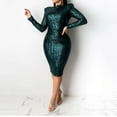 thumbnail image 4 of Njagoc3 Womens Long Sleeve Ombre Sequin Midi Dress, Formal Evening & Concert Outfit, 4 of 6