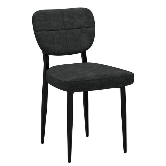 Modern Fabric and Metal Dining Chair, Set of 2 - Charcoal and Black