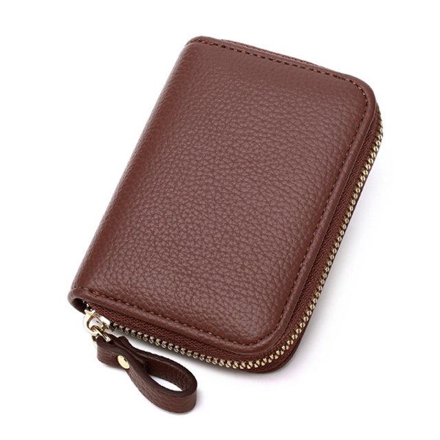 Titular de la tarjeta de crédito, cartera pequeña de cuero con cremallera para mujer, monedero de la tarjeta de crédito MFZFUKR BST3000976-4