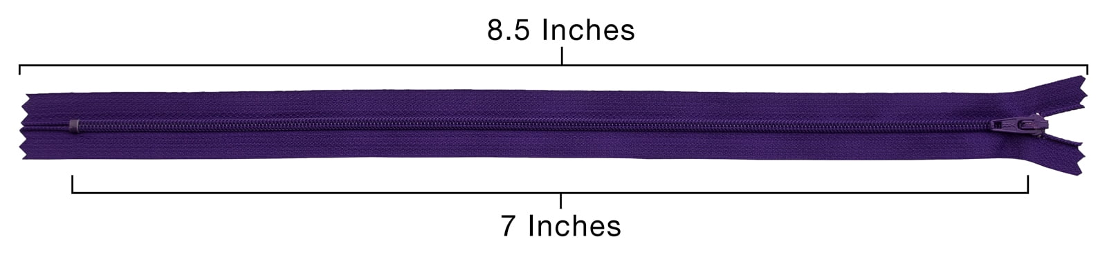 YKK® #3 Lightweight Closed-End Zipper, 7 Inch Length, Royal Purple 029 (100 Pack)