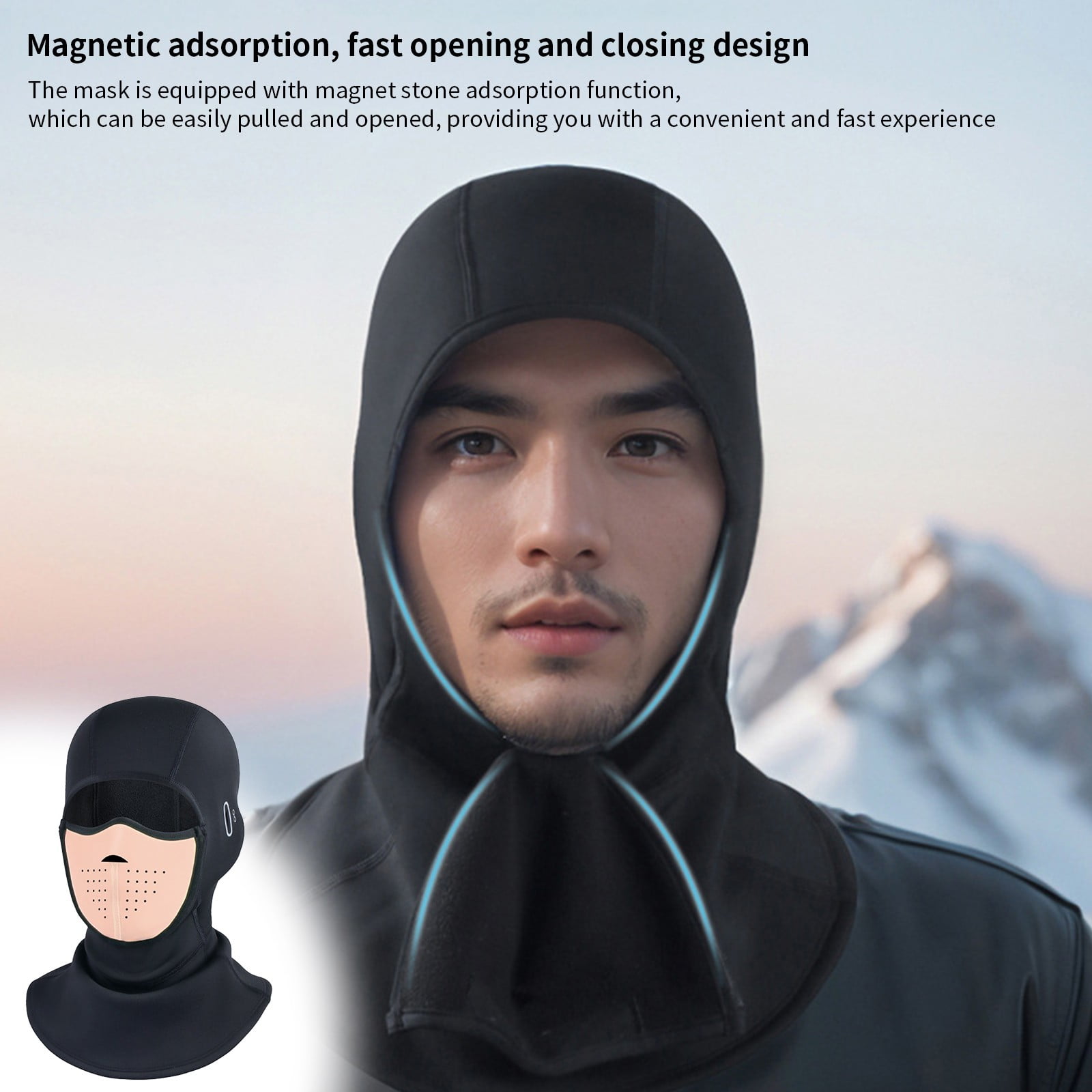 Surpdew Magnetic Ski Mask With Thickened Winter Outdoor Riding Windproof And Warm Motorcycle Head Cover Pink