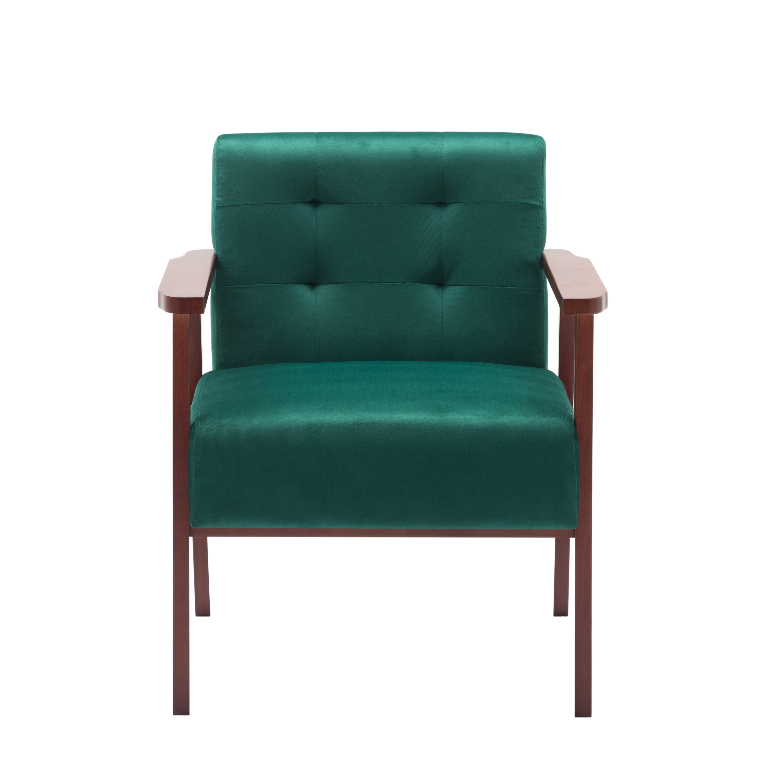 BSHTI Wood Frame Accent Armchair, Velvet Accent Armchair With Comfy Upholstered Armchair for Living Room, Bedroom Corner, Reading Nook