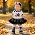 thumbnail image 2 of Toddler Baby Girls Outfits My First Halloween Letter Witch Hat Tutu Skirt Dress Set with Headband and Socks Clothes Set for Infants 3-6 Months, 2 of 5
