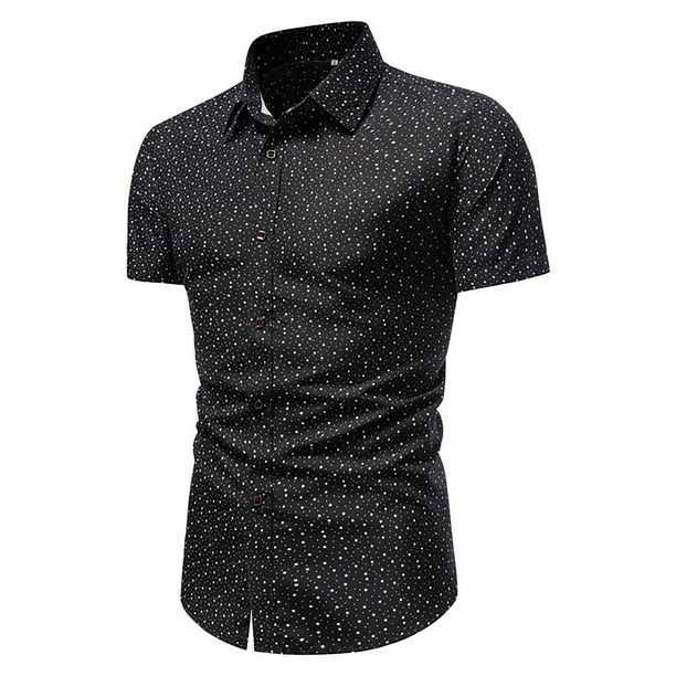 Camisas Vaqueras Para Hombre Hombres Moda Primavera Verano Casual Manga corta Turndown Neck Impreso Camisetas Top Blusa Black L Walmart en linea