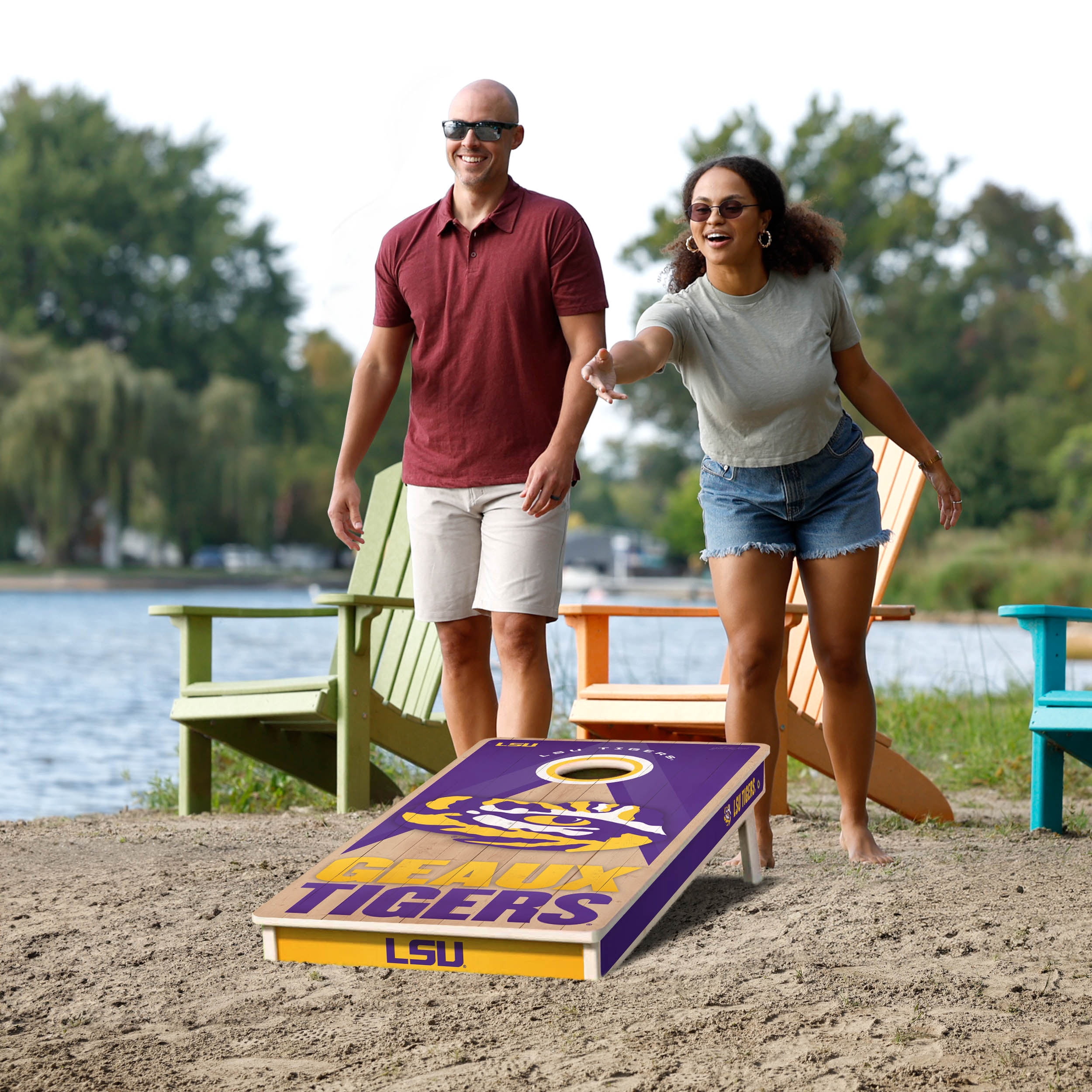 YouTheFan NCAA LSU Tigers 2X4 Slogan Series Cornhole NO BAGS