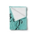 thumbnail image 2 of Laugh More Worry Less Soft Flannel Fleece Throw Blanket, Calligraphic Style Inspirational Phrase Pattern, Cozy Plush for Indoor and Outdoor Use, 50" x 60", Pale Blue Charcoal Grey, by Ambesonne, 2 of 5