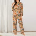 thumbnail image 2 of Salouo Fall Gnomes1 Pattern Women's Pajamas Set Long Sleeve Button Down Sleepwear Soft Pj Lounge Sets for women 2 Piece Pjs Set with Long Pants-Large, 2 of 7
