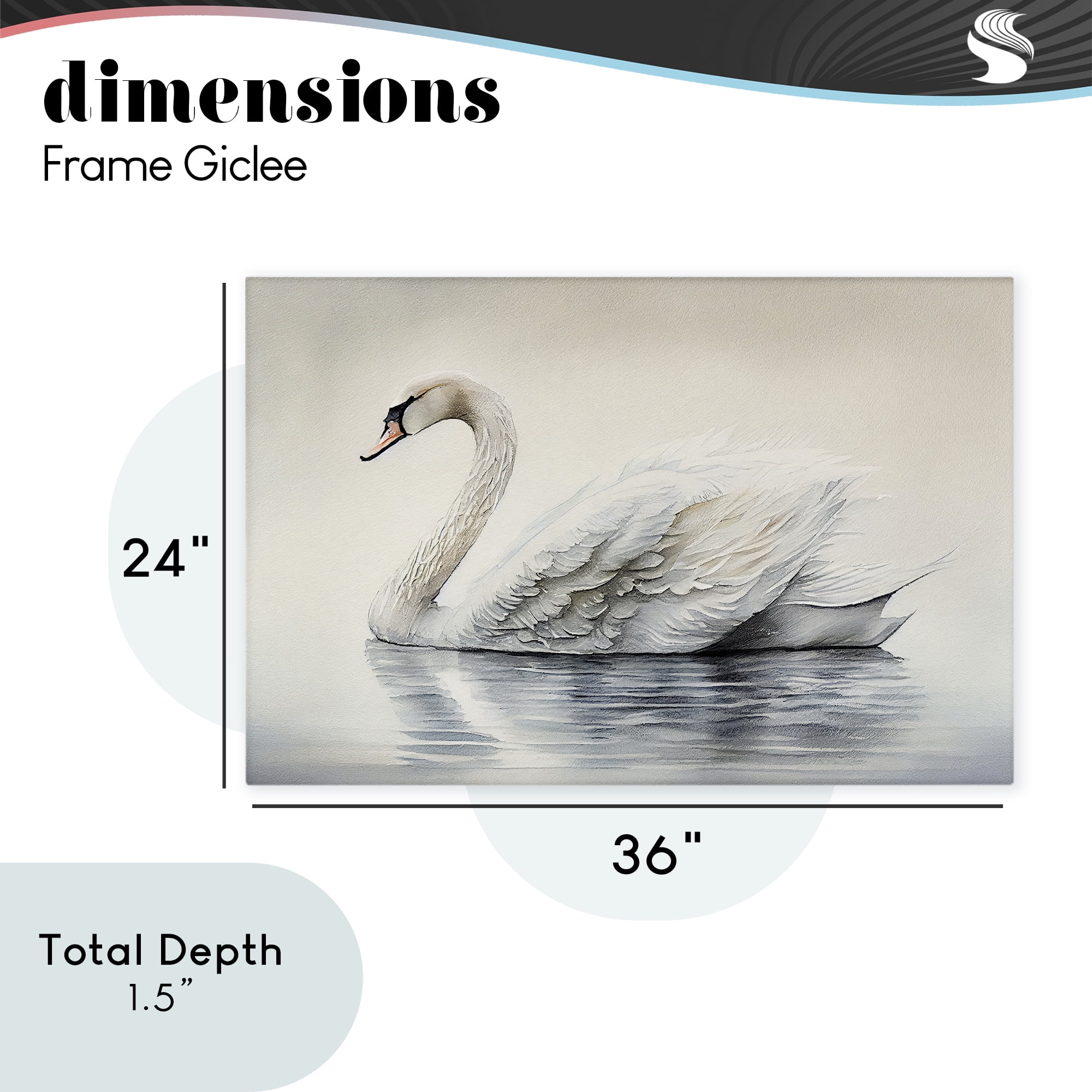 Elegant Floating Swan Canvas Wall Art, design by Sasha