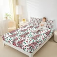 thumbnail image 4 of Feelyou Cartoon Christmas Tree Queen Sheet Sets, Green Red Dots Flat Sheet, Happy Holiday Queen Fitted Sheet, Breathable Home Decor,4-Piece, 4 of 7