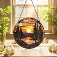 thumbnail image 2 of KuphiL10C Nature Landscape Suncatchers for Windows, Sunset Stained Glass Window Hanging, Lake Sun Catchers with Metal Chain and Hook, Wall Art Home Decor, Birthday Gifts, 2 of 4