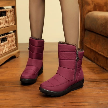 

Wefuesd Cowgirl Boots Uggs Water Velvet Non Slip Shoes Women S Winter Flat Bottomed Boots Warm Snow Women S Boots Red 42