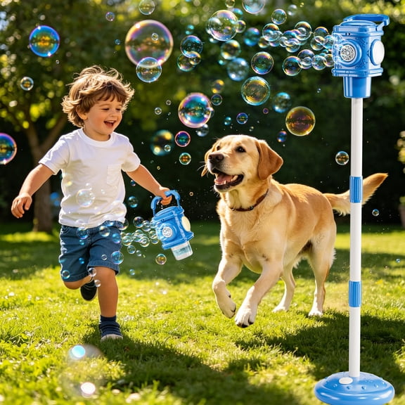 Lucky Doug Kids Bubble Machine, 3 Adjustable Heights Street Lamp Bubble Blower with Portable Handle, Automatic Bubble Maker Toy for Toddlers Ages 3 , Indoor Outdoor Backyard Patio Party Play