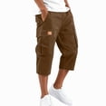 thumbnail image 2 of HKYNLAG Cargo Shorts for Men Stretch Waist Below The Knee Long Shorts Relaxed Fit Hiking Capri Short Mulit Pockets Coffee L, 2 of 7