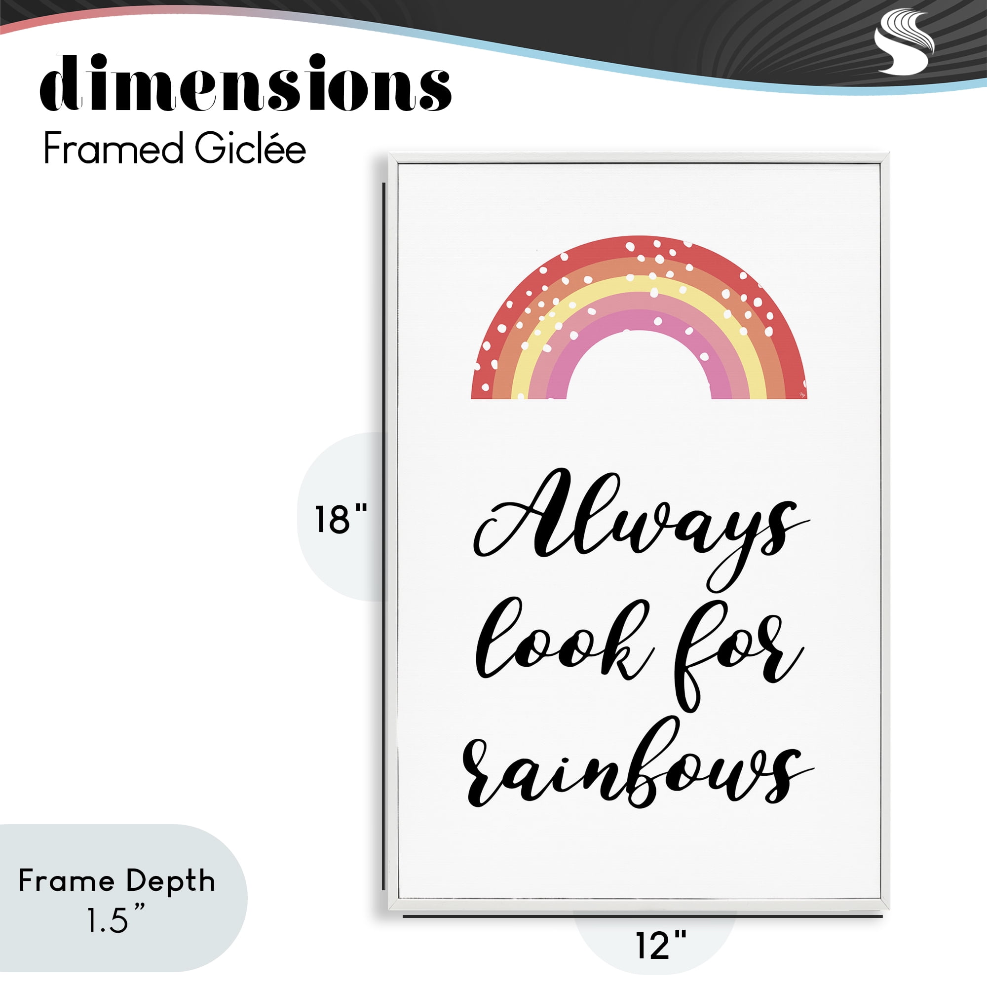 Stupell Industries Always Look For Rainbows White Framed Giclee Art, design by Martina Pavlova