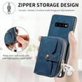thumbnail image 4 of Phone Case for Samsung Galaxy S10 Zipper Wallet Cover with Credit Card Holder Slot Shoulder Crossbody Strap Long Lanyard Leather Cell Accessories S 10 Edge 10S GS10 X10 Women Girls Men Blue, 4 of 13