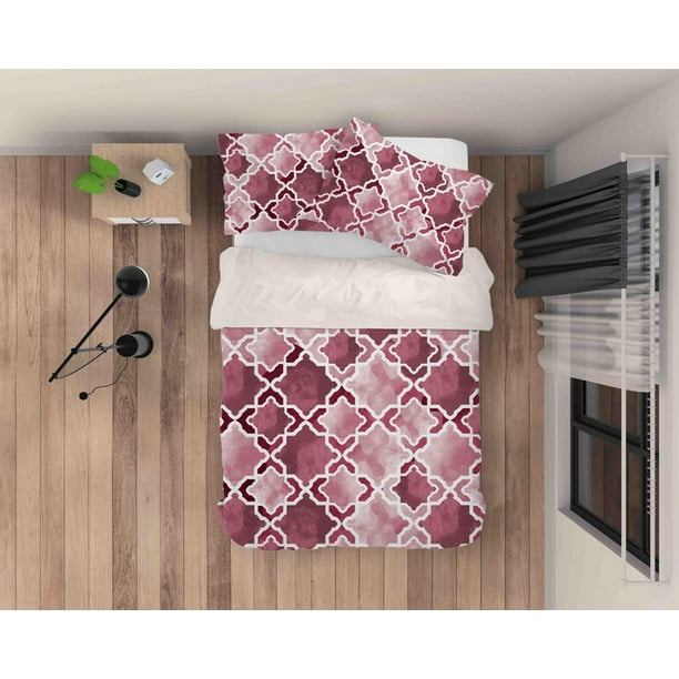3D Dibujado a mano Abstracto Rosa Patrón Funda de edredón Set Ropa de Cama Set Funda Nórdica