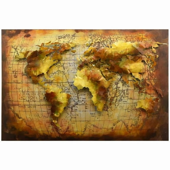 Empire Art Direct "Globe" World Map Mixed Media Iron Hand Painted Dimensional Wall Art Sculpture