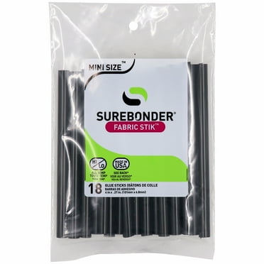 Surebonder 4" Mini Black Fabric Hot Glue Stick - 18 Count
