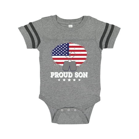

Inktastic Military Proud Son US Flag Gift Baby Boy or Baby Girl Bodysuit