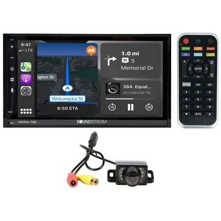 Soundstream VRCPAA-70M 7" Double DIN Bluetooth Apple CarPlay & Android  Camera
