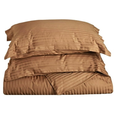 400-Thread Count 100% Egyptian Cotton Elegant Stripes Duvet Cover Set Taupe / King/Cal King
