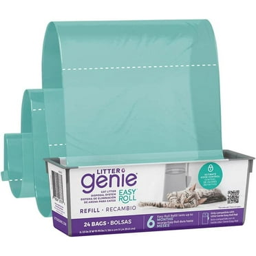 Litter Genie Easy Roll Refill, Cat Litter Disposal System, Ultimate Odor Control, 1 Refill, 24 bags