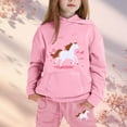 thumbnail image 2 of Byoo Big Girls Hoodie Sweatsuit Sets Fleece Cartoon Horse Print Hooded Sweatshirt Drawstring Joggers Outfits Cozy Tracksuit Sets, 2 of 4