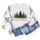 thumbnail image 2 of Camisas navideñas para mujer, cuello redondo, patrón de árbol, fibra de poliéster suave, camiseta de manga larga para mujer, para fiesta, oficina, blanco L, 2 of 5
