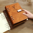 thumbnail image 6 of ROLKFUK A5 Loose Leaf Notebook, 200 Pages Thick Paper, Faux Leather Binder, Detachable Refillable, 360° Flip Flat Lay, Brown - for Work, Study, Journal & Planning, 6 of 9