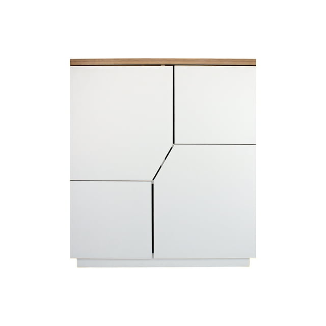 Ilios Innova | Mueble Organizador Multiusos Blanco Moderno con Puertas Push to Open, Diseño Futurista de MDF y Melamina, para Sala, Recámara u Oficina.