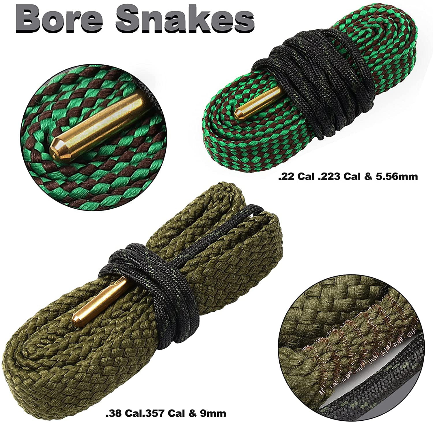 New Bore Snake Cleaner Gun cleaning kit.17.22.30.45.380cal 10 12 20ga Rifle US 