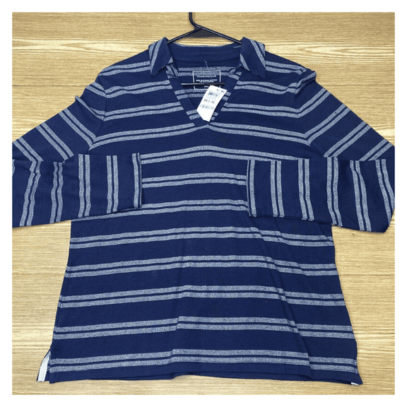 Charter Club Womens Blouse Long Sleeve Petite Striped Collared Top, PXXL