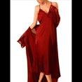 thumbnail image 2 of Camisón Extra de Satén con Cuello en V y Larga para Mujer, de Spa, de Baño Rojo Vino M, 2 of 7